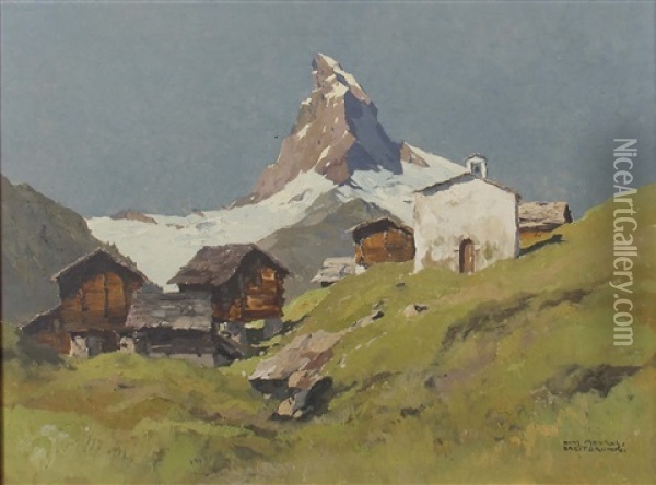 Findelen Mit Matterhorn Oil Painting - Hans Maurus