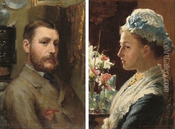 Portrait Of A Gentleman (+ Another; Pair) Oil Painting - Samuel Melton Fisher