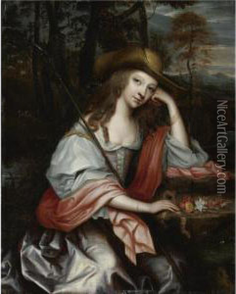 Portrait Of A Young Woman As A Shepherdess Oil Painting - Jan Mytens