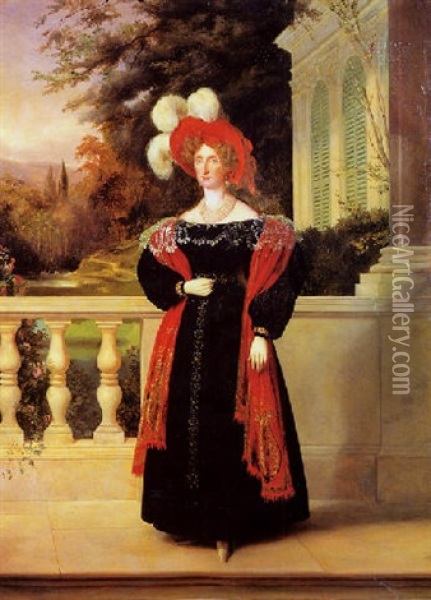 Portrait De La Reine Marie-amelie A Neuilly Oil Painting - Louis Hersent