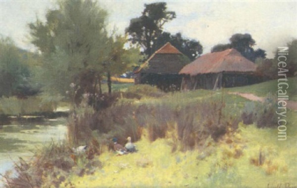 The Brook Side Oil Painting - Leopold Rivers
