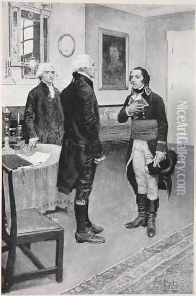 Citizen Genet formally presented to Washington, April 19th 1793 Oil Painting - Howard Pyle
