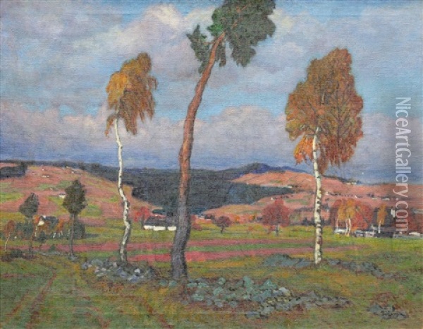 Krajina S Vyhledem Oil Painting - Jan Honsa