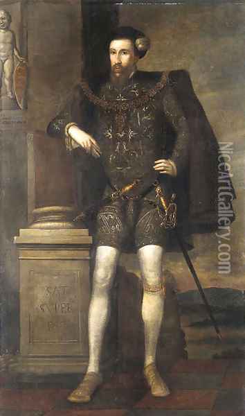 Portrait of Henry Howard, Earl of Surrey, aged 29 Oil Painting - William Scrots
