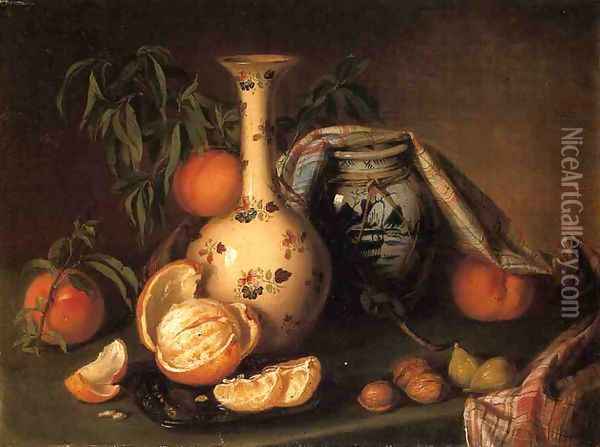 Still Life with Vase, Fruit and Nuts Oil Painting - Joseph Biays Ord
