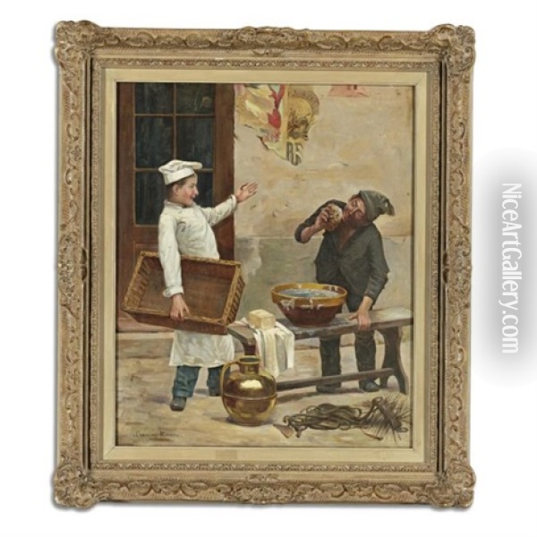 Getting Clean Oil Painting - Paul-Charles Chocarne-Moreau