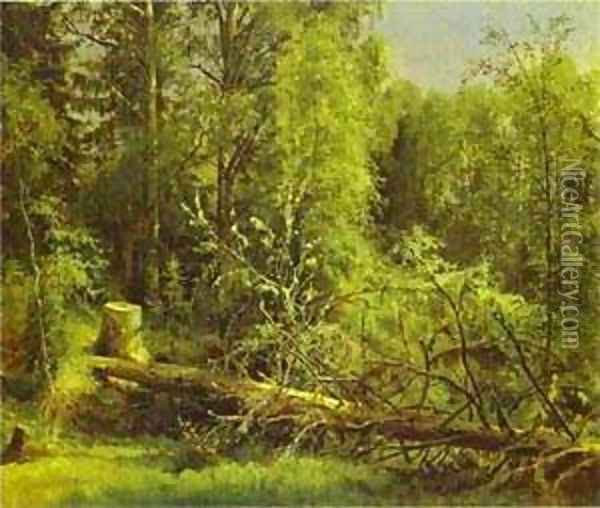 Fallen Tree 1875 Oil Painting - Ivan Shishkin