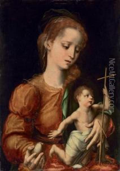 The Virgin And Child Oil Painting - Luis de Morales