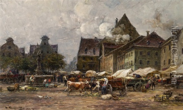 Markttag Oil Painting - Karl Stuhlmueller