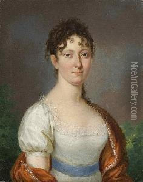 Damenportrat. Oil Painting - Johann Daniel Donat