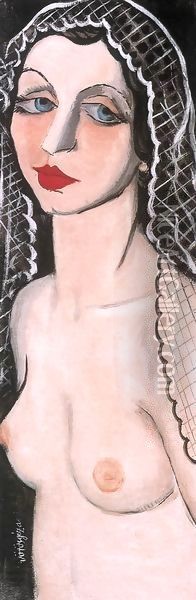 Half Nude with Veil c 1933 Oil Painting - George Loftus Noyes