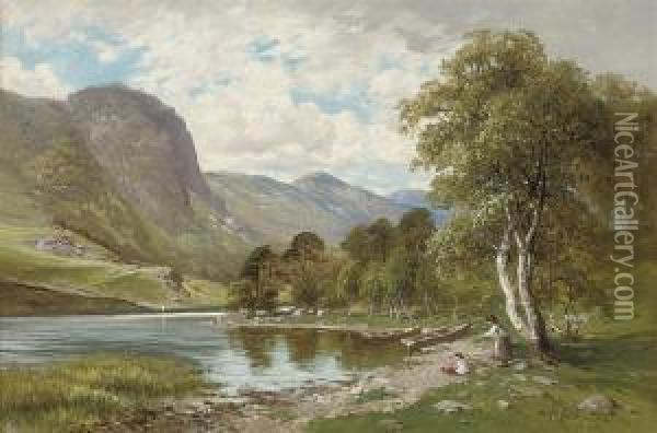 At The Waters Edge Oil Painting - Edward Henry Holder