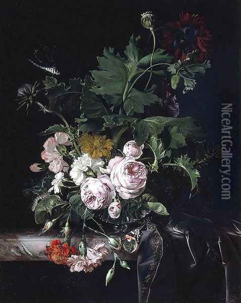 Flower Still-Life 1677 Oil Painting - Willem Van Aelst