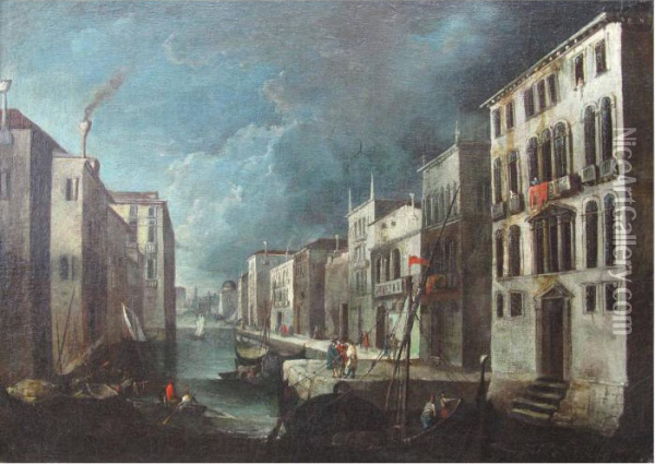 Coppia Di Vedute Immaginarie Della Laguna Di Venezia Oil Painting - Antonio, Tonino Stom