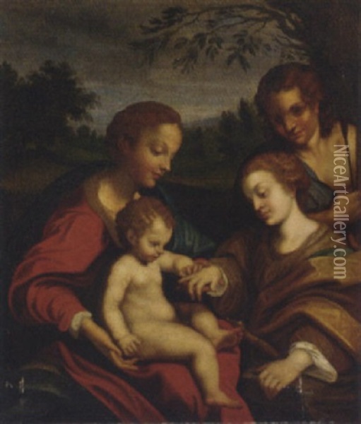 The Mystic Marriage Of Saint Catherine Oil Painting -  Correggio