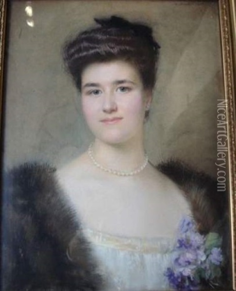 Portrait De Femme Au Collier De Perles Oil Painting - Marcel Andre Baschet