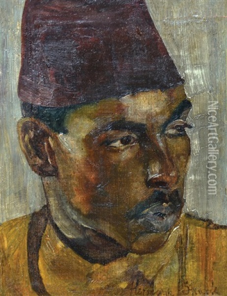 Figure With A Turban Oil Painting - Hermann Struck