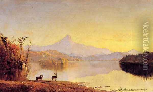 Lake Scene, Mount Chocorua Oil Painting - Jasper Francis Cropsey