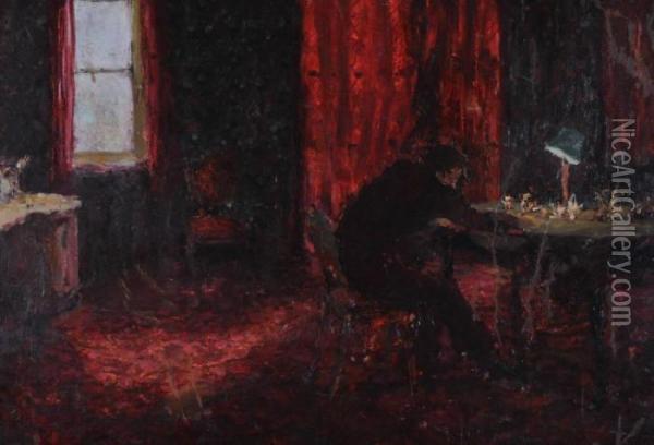 Interior Scene With Figure Seated At A Table Oil Painting - Walter Richard Sickert