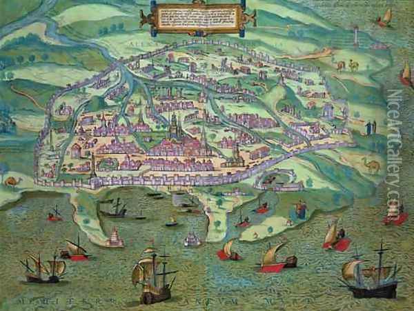 Map of Alexandria from Civitates Orbis Terrarum Oil Painting - Joris Hoefnagel