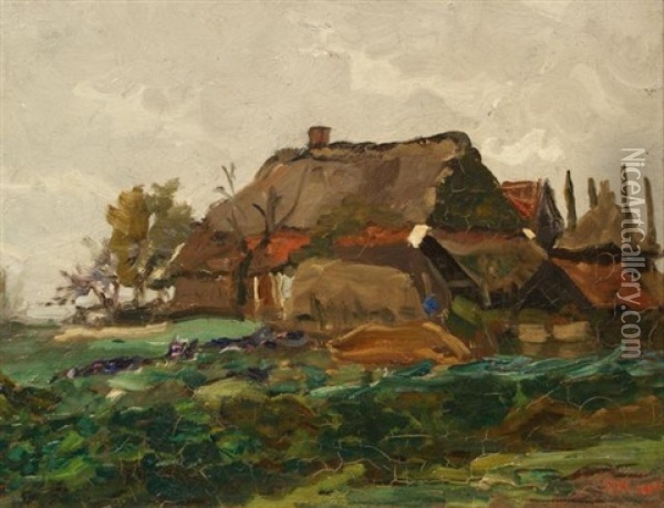 Farmhouse Oil Painting - Jan Kruysen