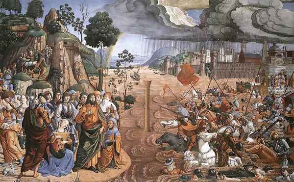 Crossing of the Red Sea Oil Painting - Cosimo Rosselli