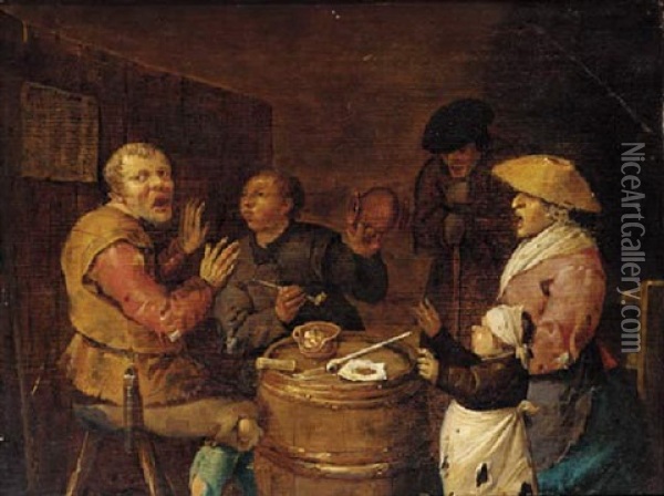 Peasants Drinking And Smoking In A Tavern Oil Painting - Pieter de Bloot