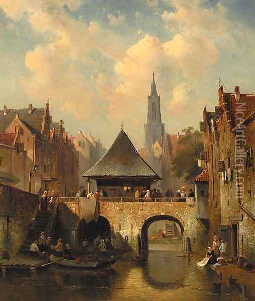 A cappricio view of Utrecht Oil Painting - Charles Henri Leickert