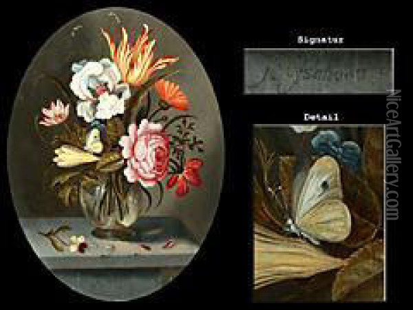 Blumenstrauss Mit Tulpe, Iris Und Rose In Einer Glasvase Oil Painting - Abraham Bosschaert