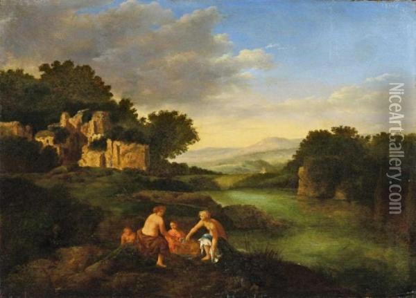 Landschaft Mit Badendennymphen Oil Painting - Cornelis Van Poelenburch