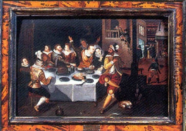 Le Repas A L'auberge Oil Painting - Louis de Caullery