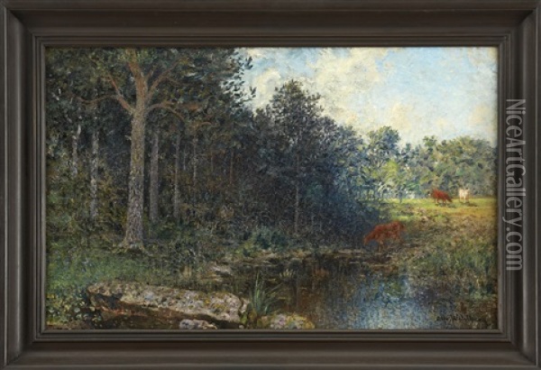 Landskap Med Kor Oil Painting - Alfred Wahlberg