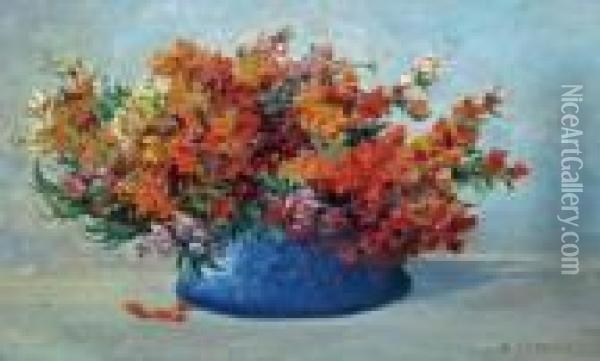Still Life Study Of Flowers In A Bowl Oil Painting - Daniel Sherrin