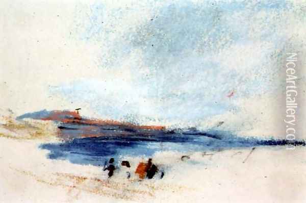 A Bay, with Blue Water and Figures in the foreground Victoria Oil Painting - Hercules Brabazon Brabazon