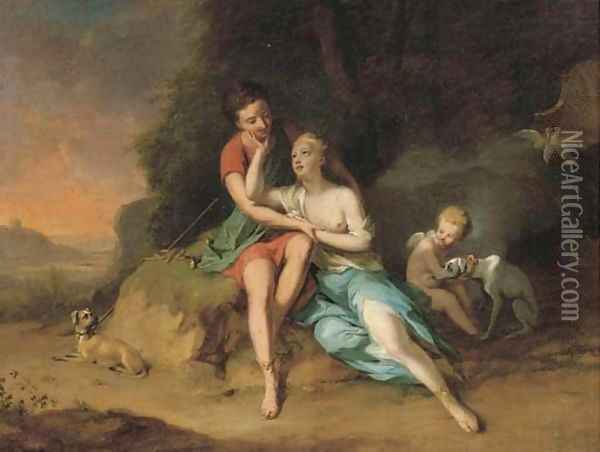 Venus and Adonis Oil Painting - Anton Wilhelm Tischbein