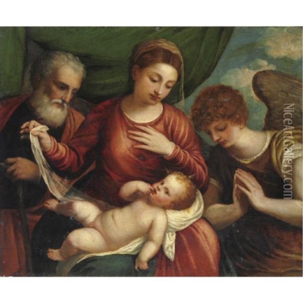 Sacra Famiglia Con San Giovannino Oil Painting - Polidoro da Lanciano