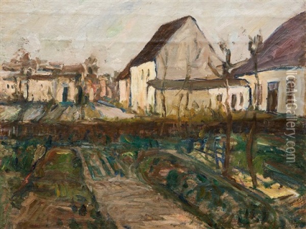 Gardens And Houses In Autumn Oil Painting - Carl Joerres