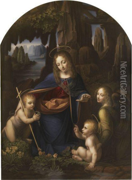 Madonna Of The Rocks, After Leonardo Da Vinci Oil Painting - Henry Bone