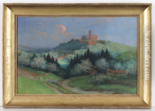 Blick Auf Konigstein Mit Der Burg Von Falkenstein Aus Oil Painting - Johann Georg Mohr