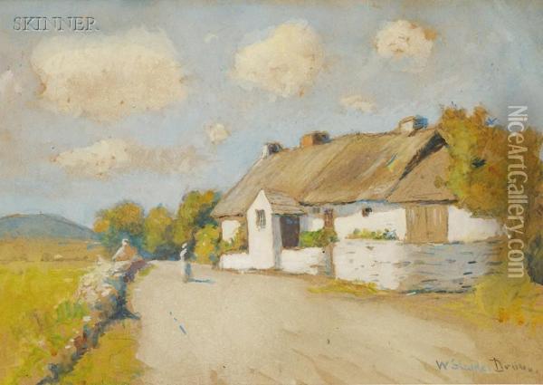 The English Cottage Oil Painting - William Staples Drown