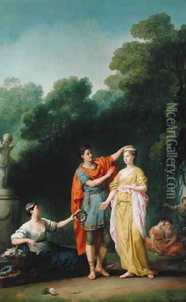 A Lover Crowning his Mistress, 1733 Oil Painting - Joseph-Marie Vien