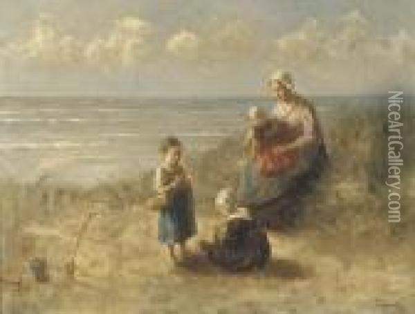 Playing In The Dunes Oil Painting - Bernard Johann De Hoog