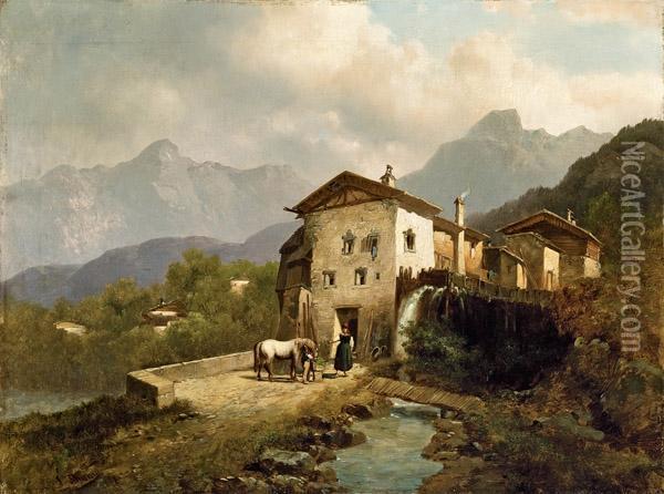 Muhle Im Gebirge Oil Painting - Josef Thoma