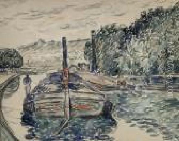 Boating On The River Seine, Samois Oil Painting - Paul Signac