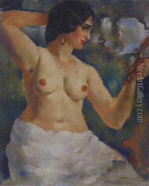 Femme A La Toilette Oil Painting - Henri Ottmann