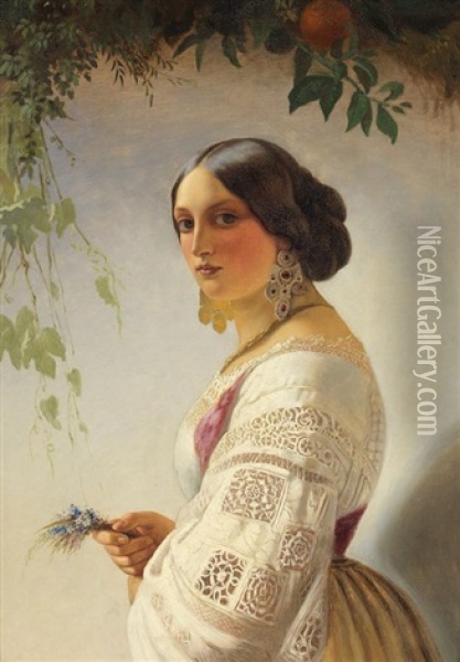 Bildnis Einer Jungen Frau Oil Painting - Timoleon Carl von Nehf