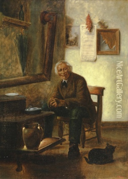 Portrait Of A Seated Man Oil Painting - Charles Armor