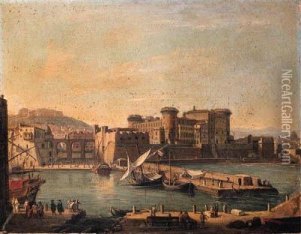 The Darsena, Naples Oil Painting - (circle of) Wittel, Gaspar van (Vanvitelli)