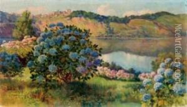 Veduta Del Lago Di Nemi Oil Painting - Carlo Montani