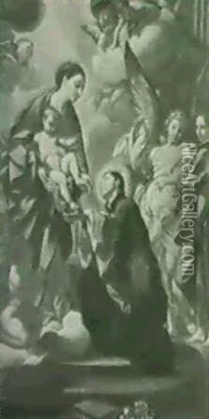 Saint En Oraison Devant La Vierge Et L'enfant Oil Painting - Carlo Maratta